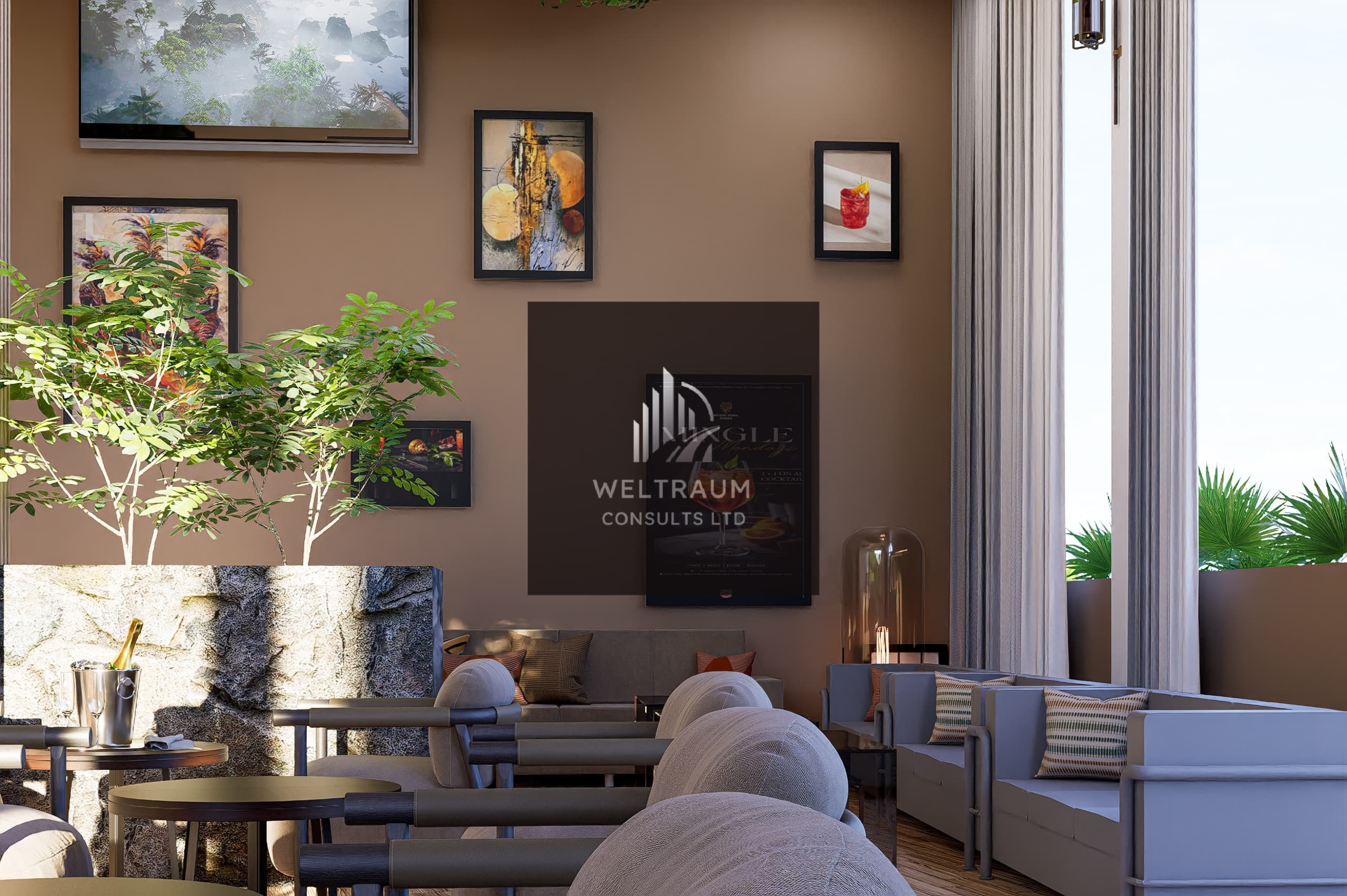 Interior Lounge spaces render 7
